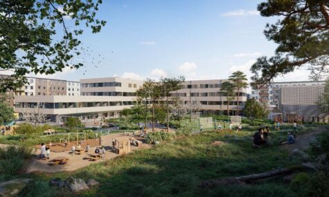 Vy från Parkallén. Bild: Nystad och Liljewall Arkitekter
